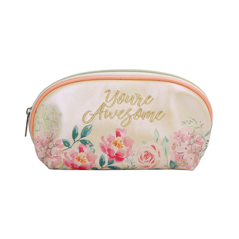 Holographic Makeup Bag With Embroidered Pattern