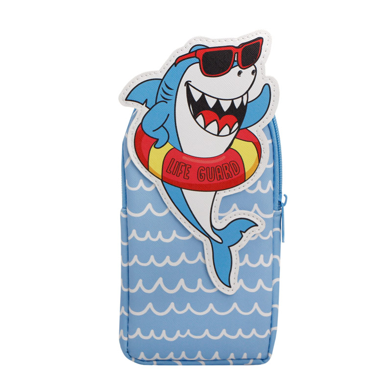 Pencil Case With Shark Design Embroidery