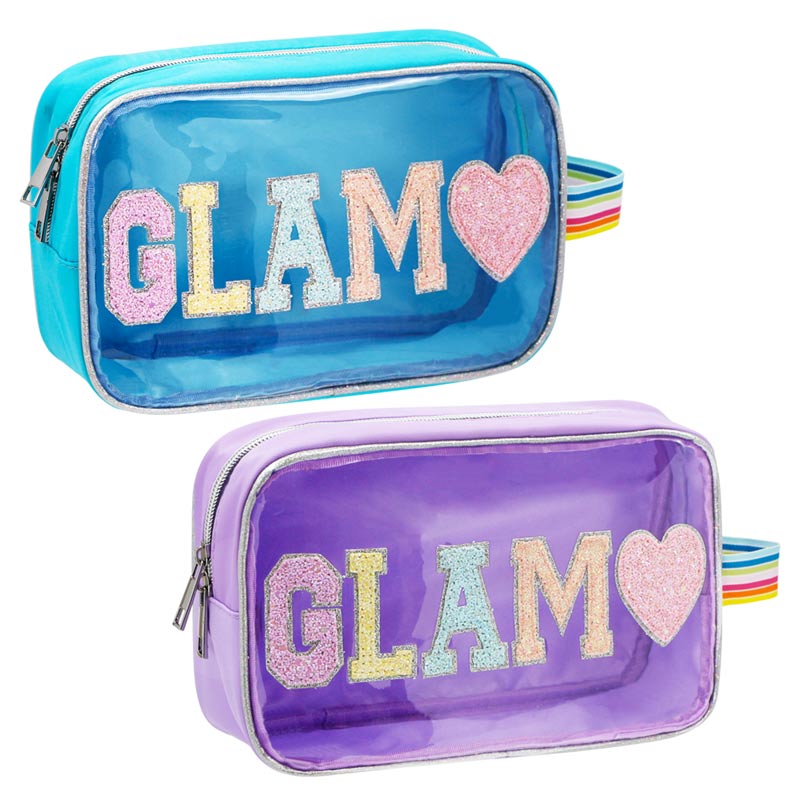 Fashion Makeup Bag with Glitter Patches
