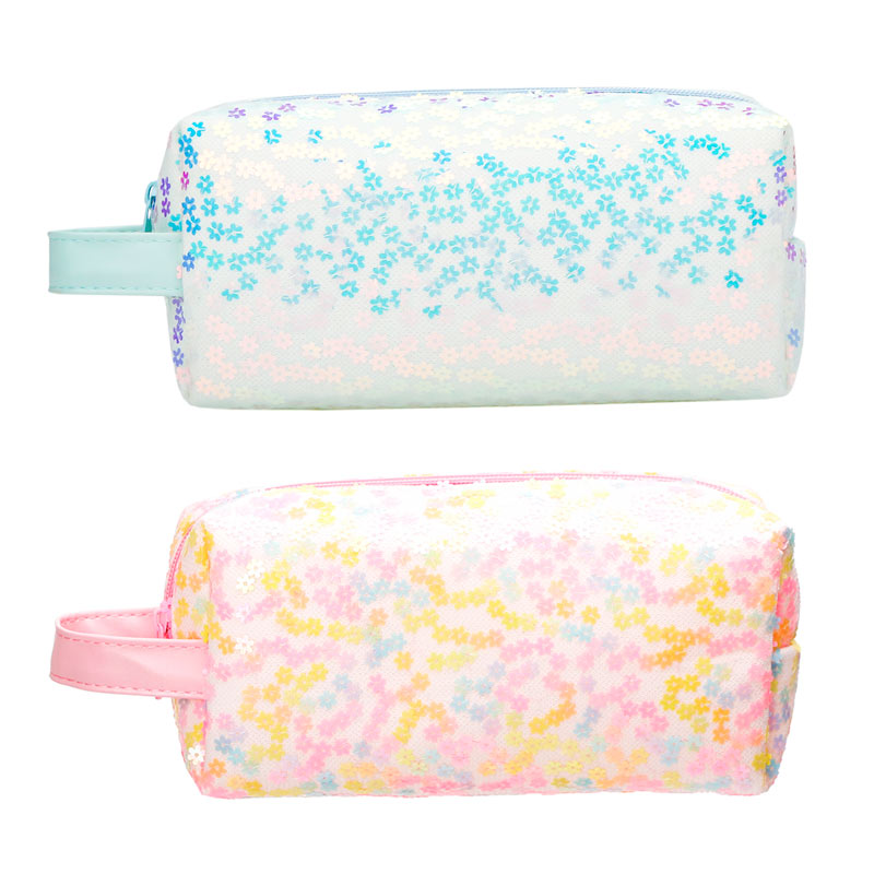 Square Cosmetic Bag with Iridescent Sequins