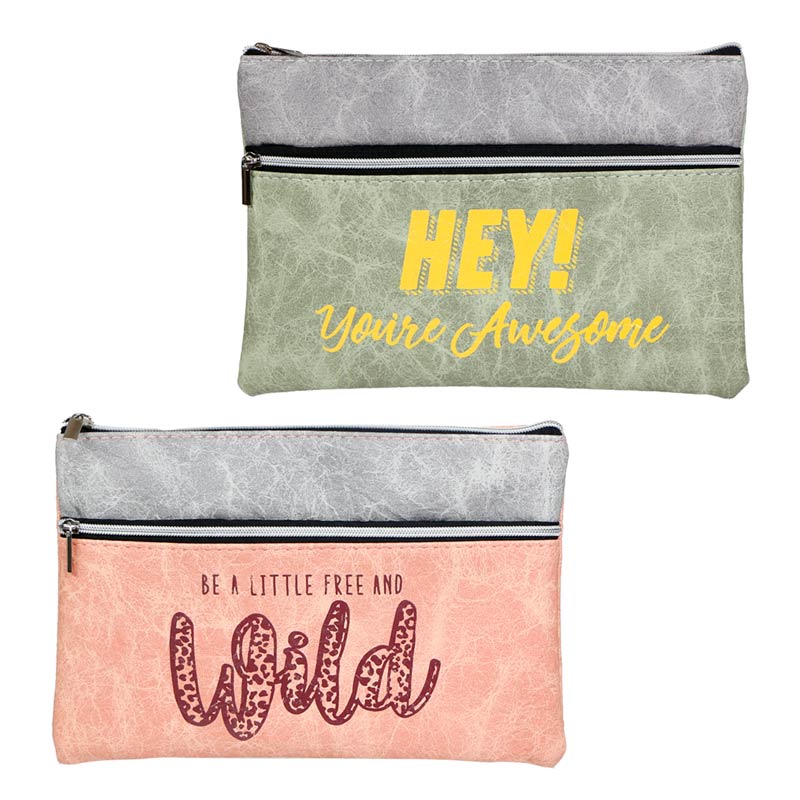 Two-compartments PU Pencil Case